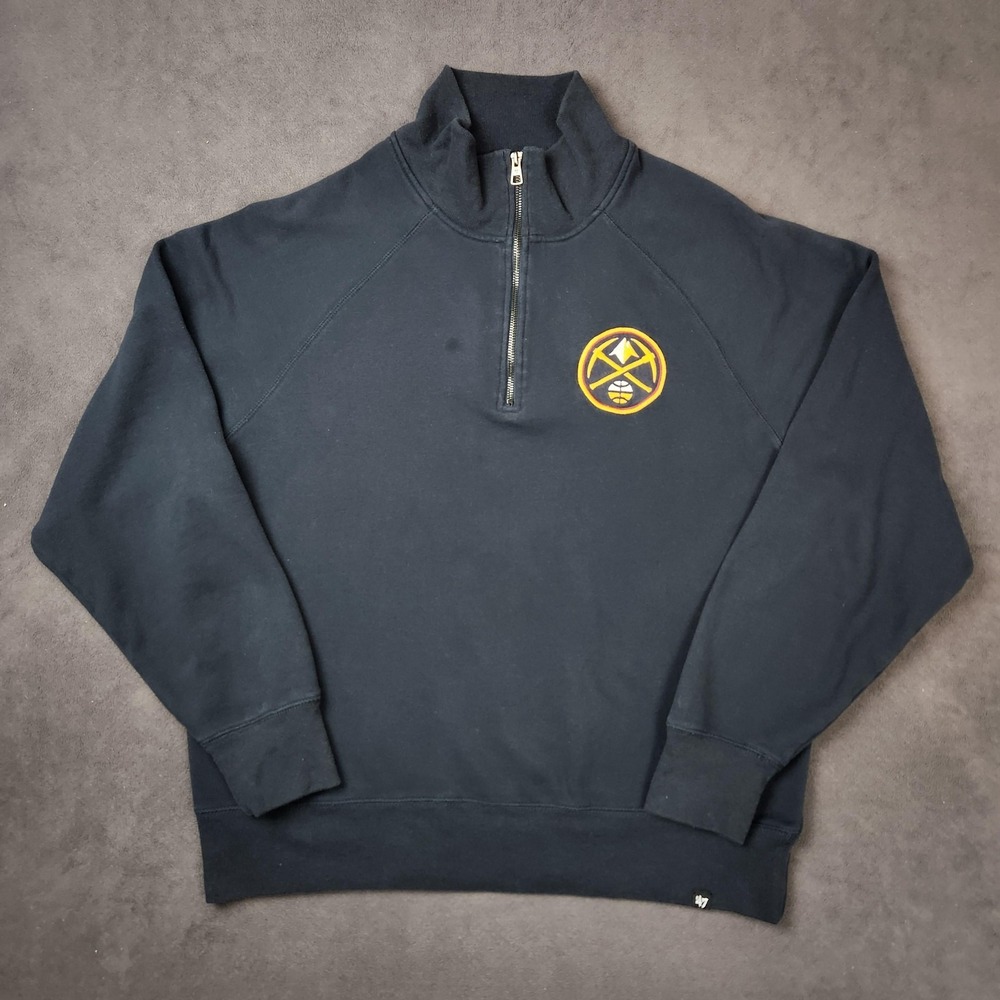 Denver Nuggets Sweatshirt Mens 2XL Navy Blue NBA Basketball 1/4 Zip Pullover '47